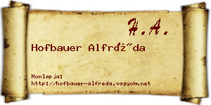 Hofbauer Alfréda névjegykártya